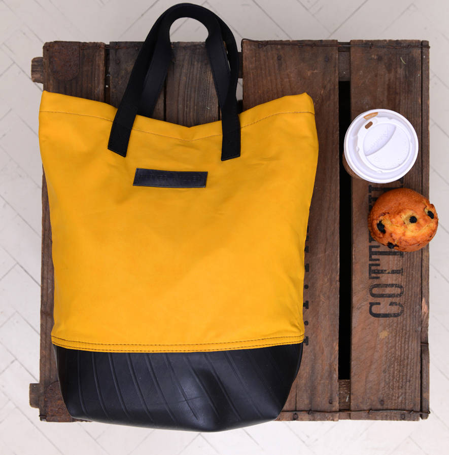 reclaimed rubber / cotton suede tote bag *new low price by rubber