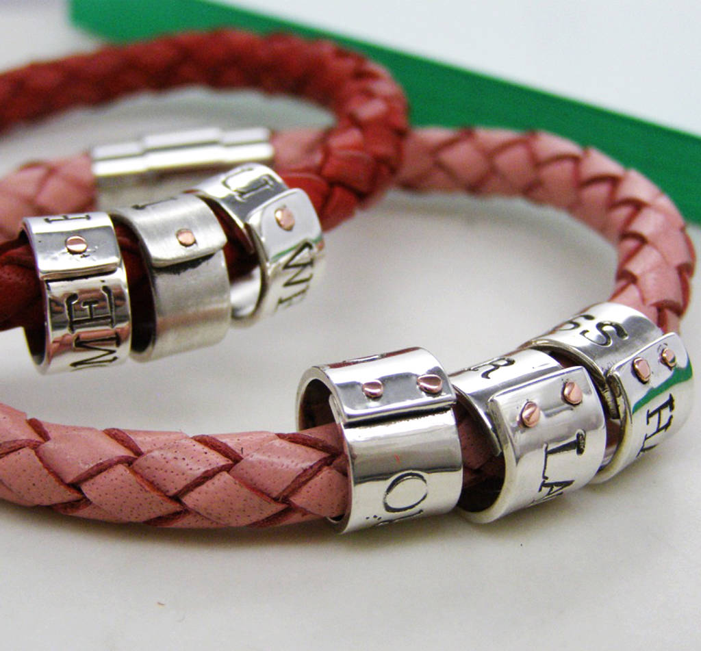 ladies personalised silver rivet hoop bracelet by soremi jewellery