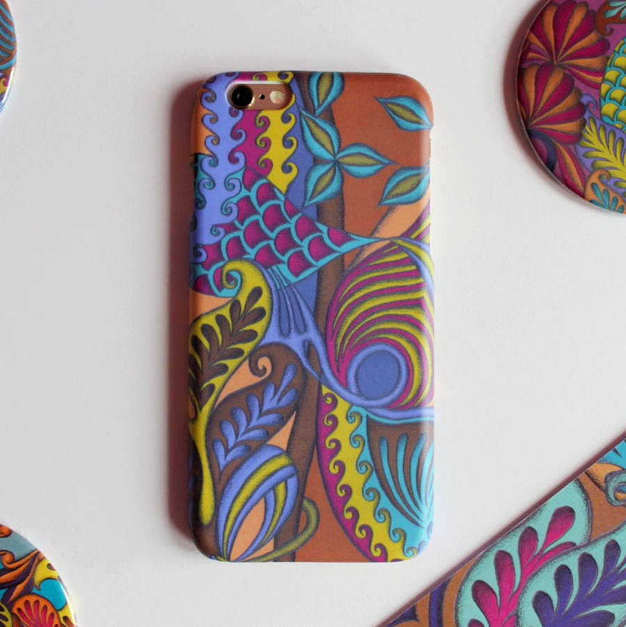 burnt orange tropical phone case by suki sabur designs