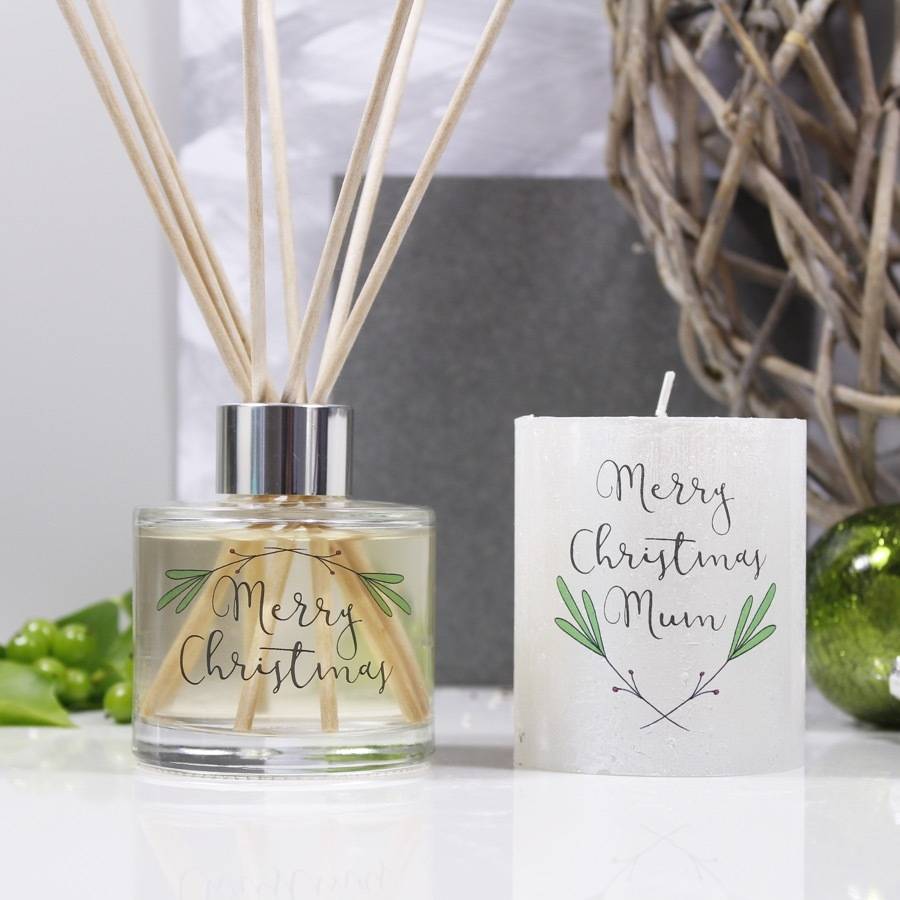 christmas reed diffuser and candle gift set by olivia ltd