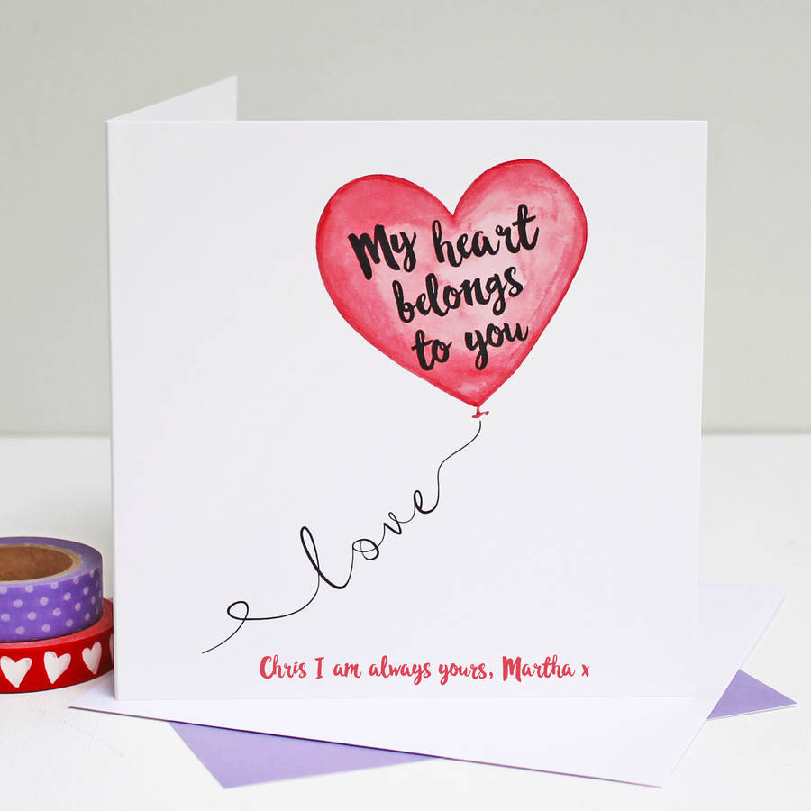 personalised 'my heart belongs to you' card by martha brook ...
