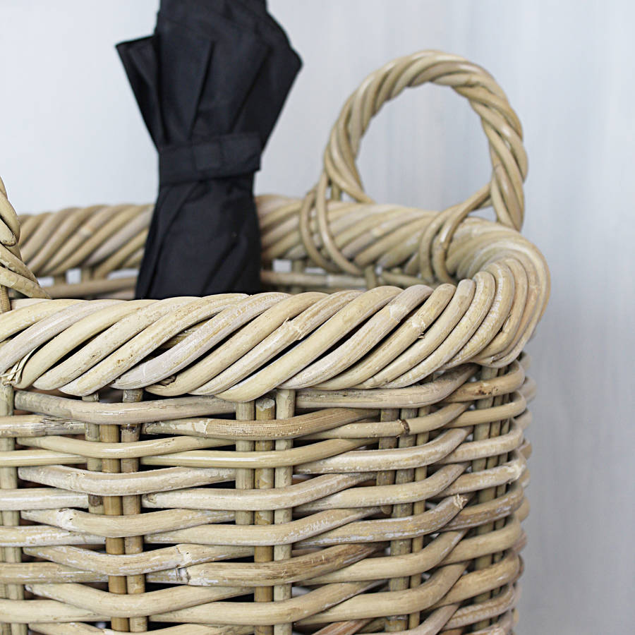 round handwoven umbrella basket by marquis & dawe
