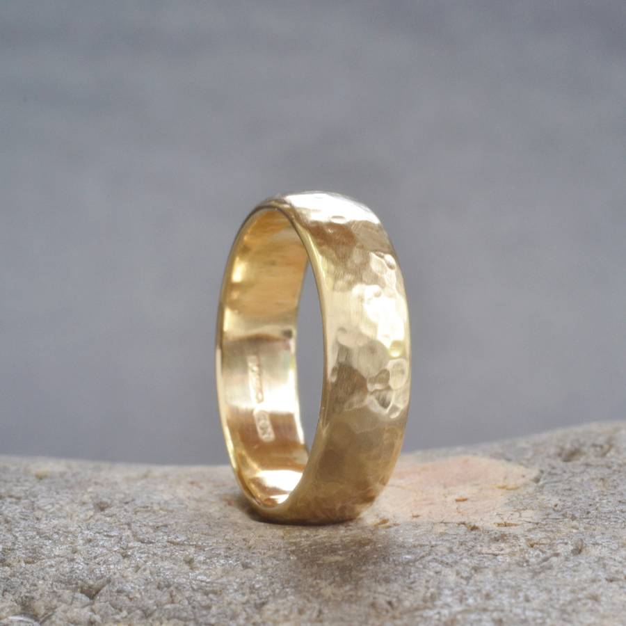 Handmade Gold Lightly Hammered Wedding Ring By Muriel And Lily