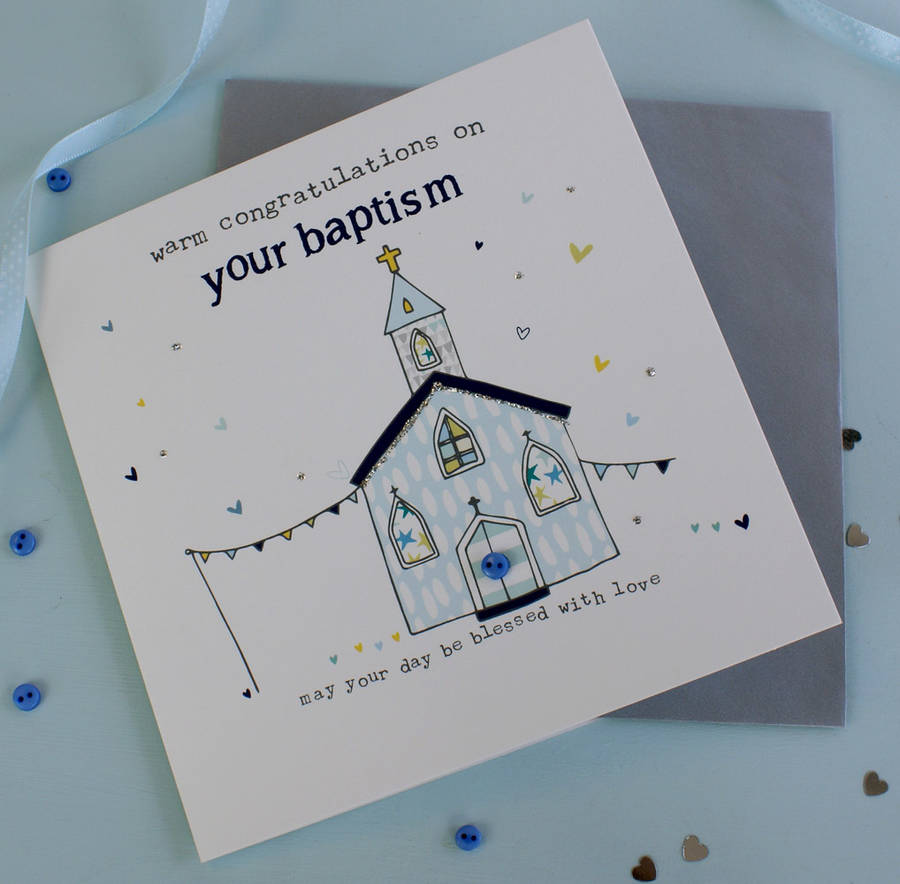 baptism card for a boy by molly mae