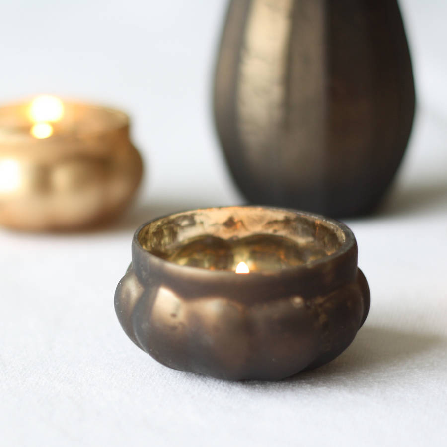 mini floating tea light holders bronze / copper by the wedding of my dreams