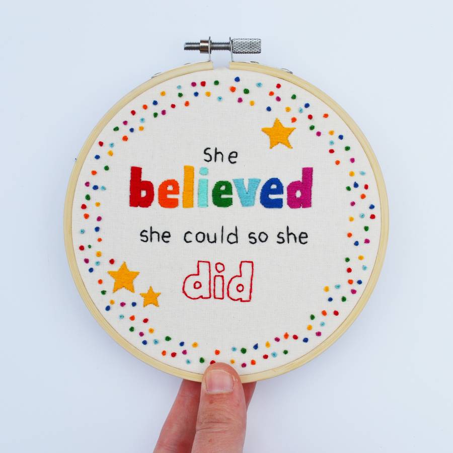 inspirational quote hoop art 'she believed she could' by pixiecraft