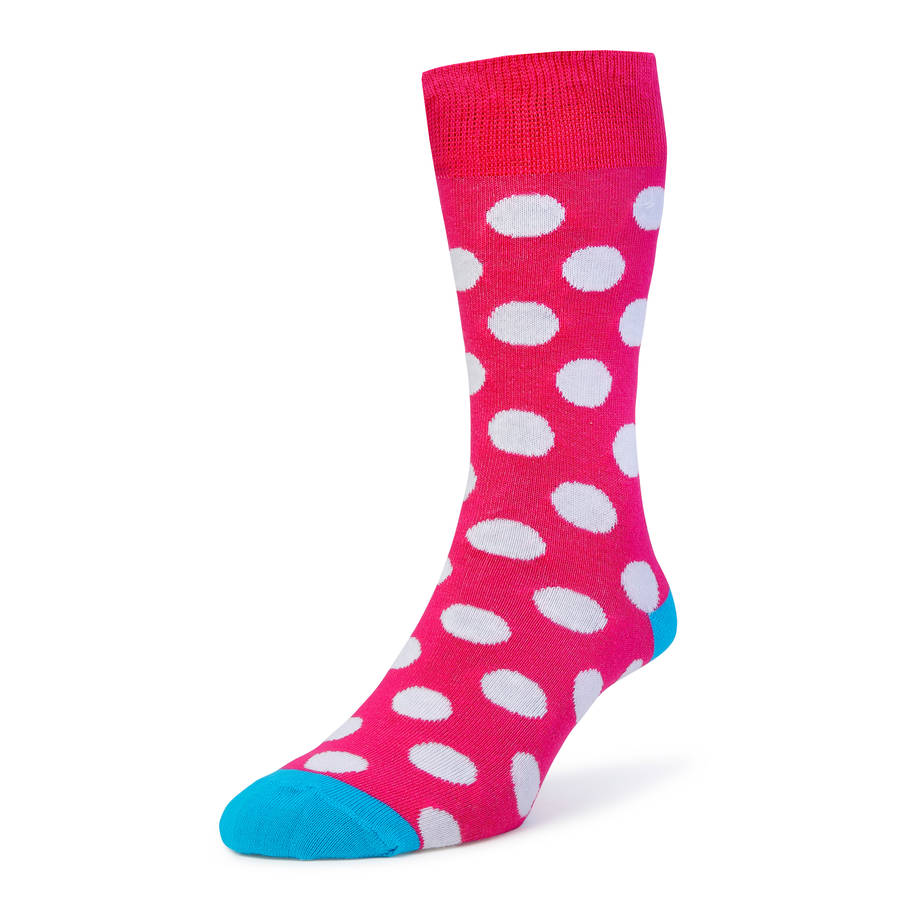 pink and white polka dot sock by bryt