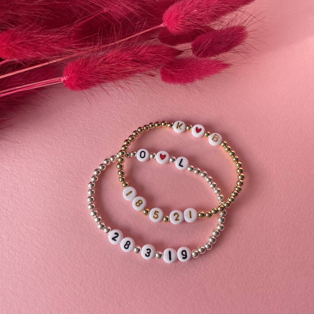 Personalised Date And Initial Beaded Bracelet By Frank Mils