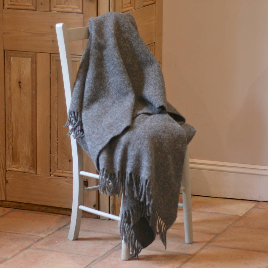 pure new wool felted grey blanket by hedgebetty