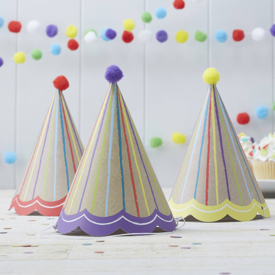 pom pom kraft paper party hats by ginger ray
