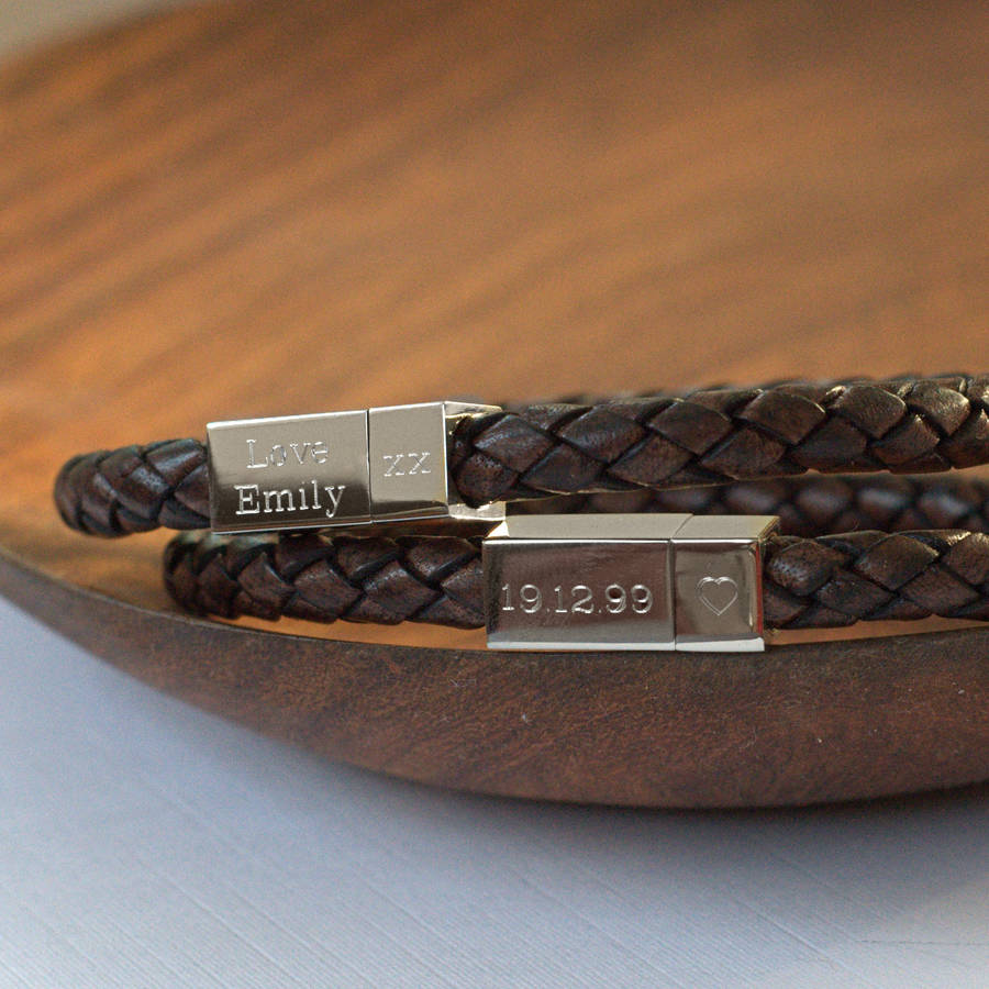 men&#39;s leather engraved bracelet by under the rose | mediakits.theygsgroup.com