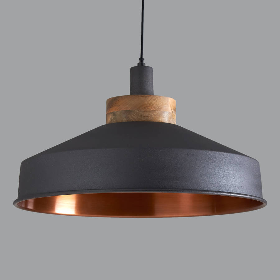 cosmos graphite and copper pendant light by horsfall ...
