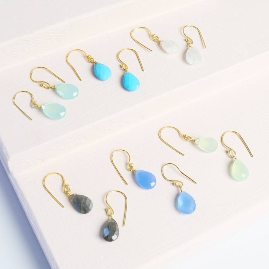 semi precious gemstone drop earrings by lisa angel