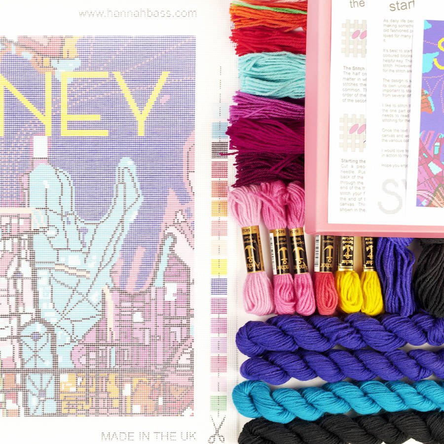 contemporary sydney night city map needlepoint kit by hannah bass