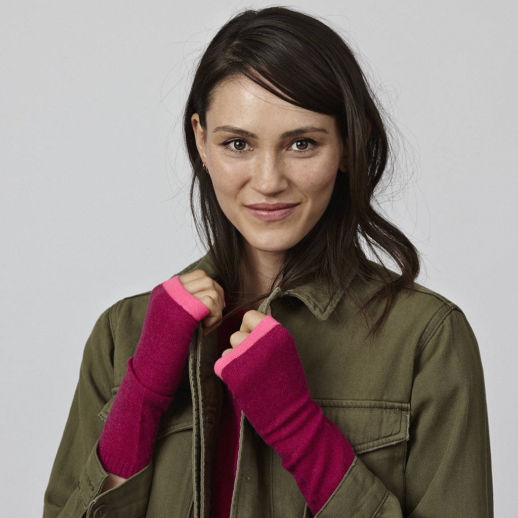 cashmere neon wrist warmers by cove