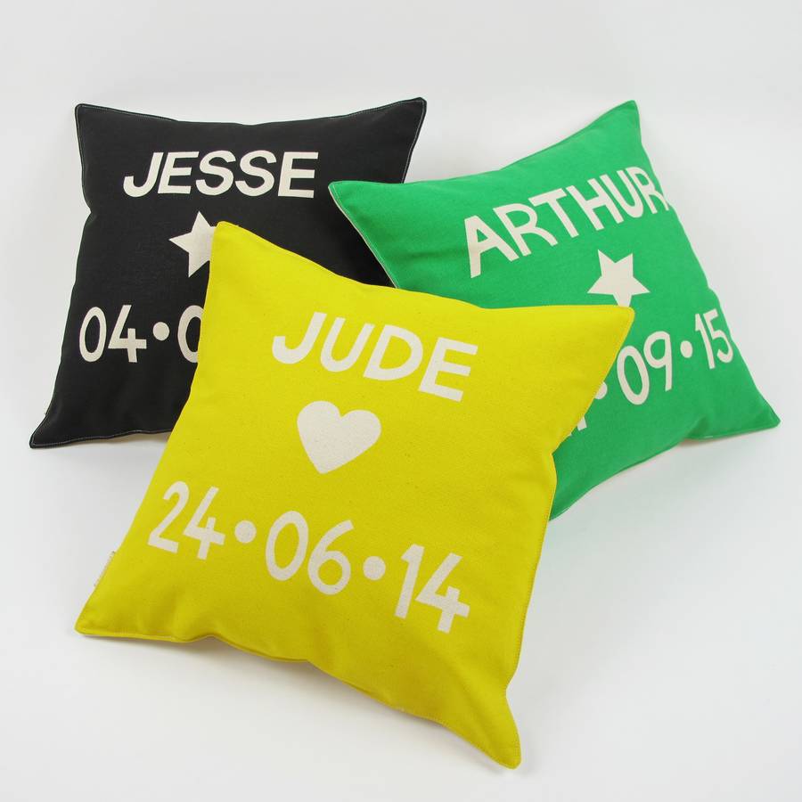 personalised name cushion by helen rawlinson