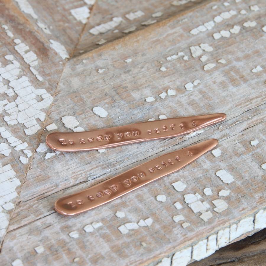 'to keep you stiff' copper collar stiffeners by little red heart