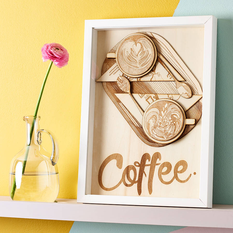 'coffee' laser cut wooden wall art by hashtag house ...