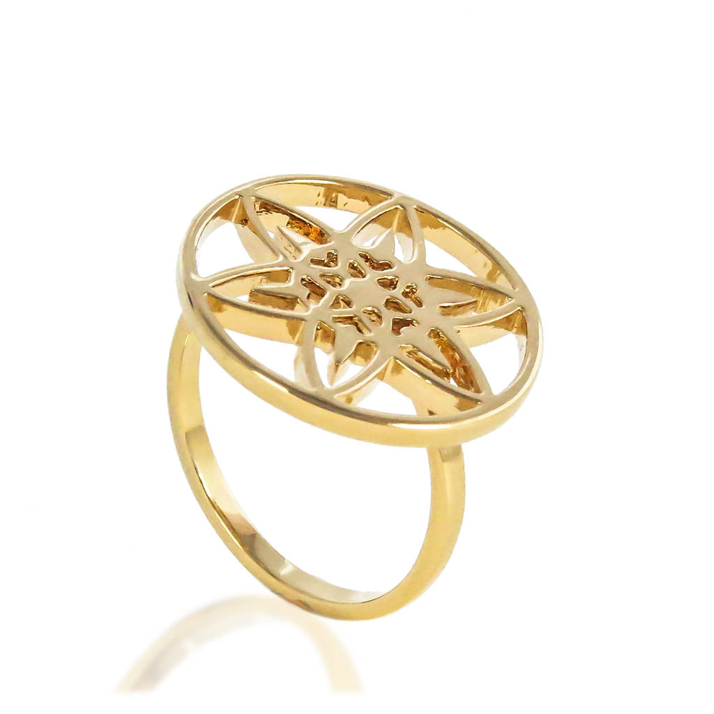 18ct gold plated daffodil ring by hoochie mama