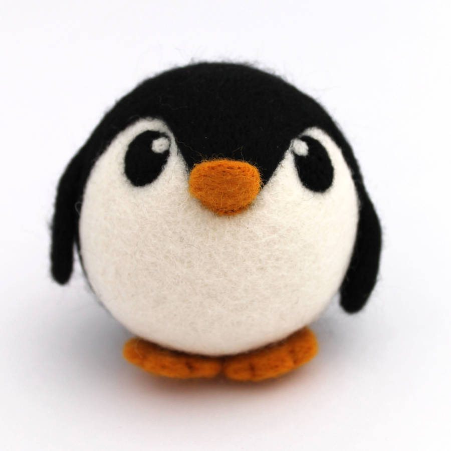 big needle felted penguin by feltmeupdesigns