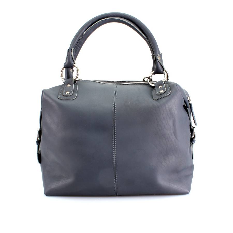 grey leather zip handbag by the leather store | 0