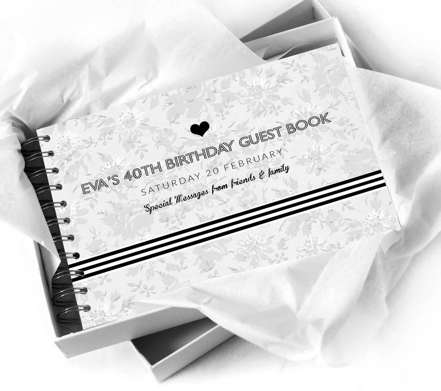 monochrome 70th birthday guest book by amanda hancocks