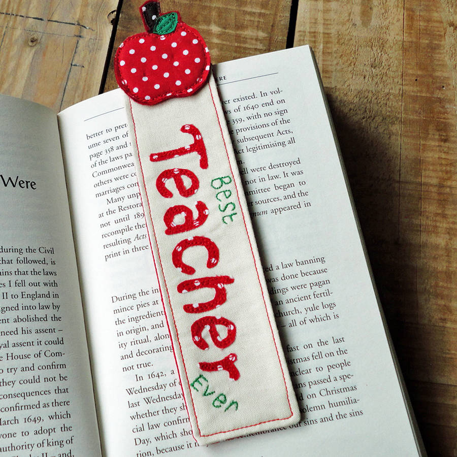 personalised apple teachers gift bookmark by cherish handmade