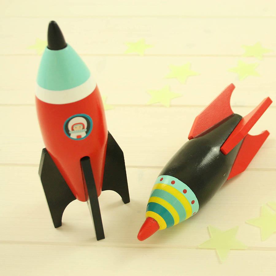 wooden toy rocket ship