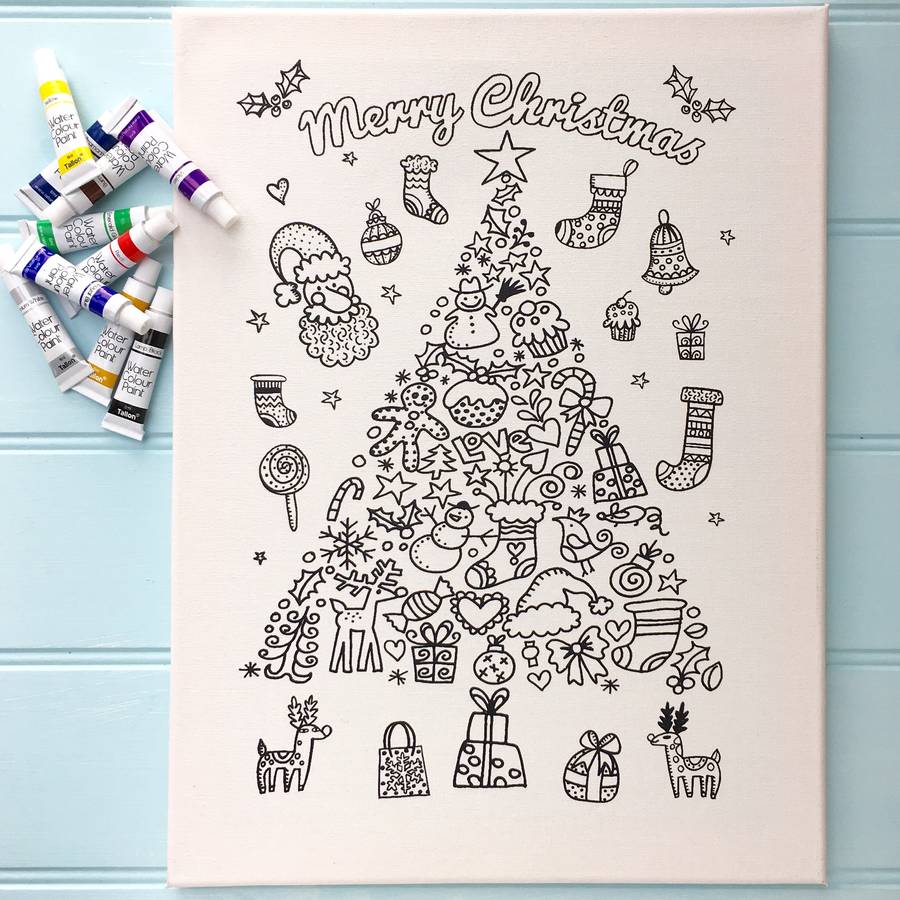 christmas canvas painting kit santa by pink pineapple home & gifts