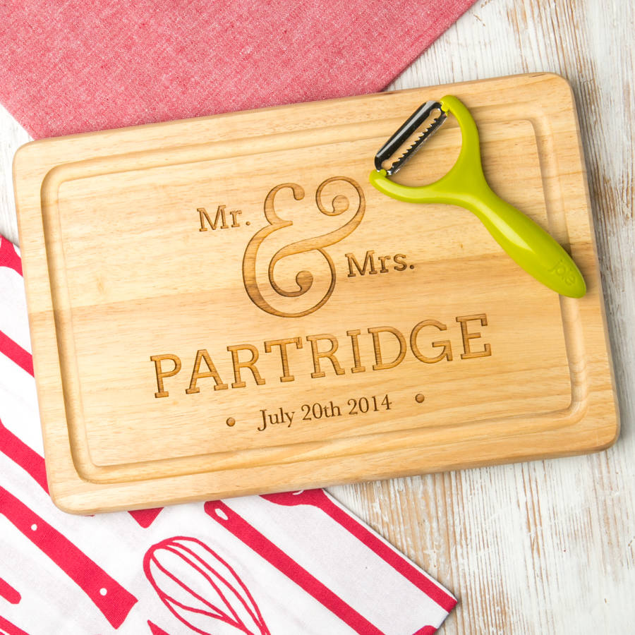 personalised wedding engraved chopping board by dust and things