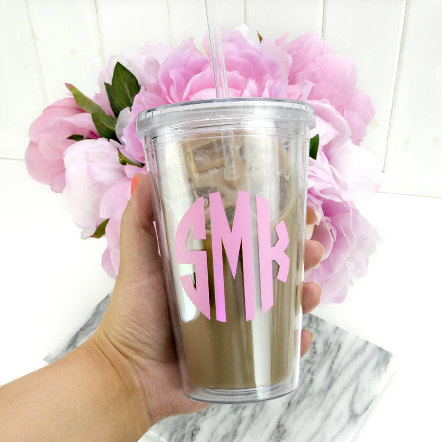 personalised monogram drinks tumbler by peach blossom