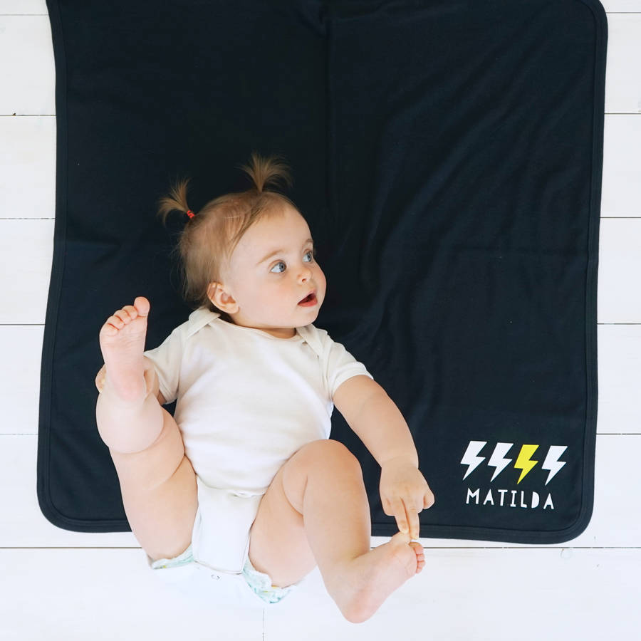 personalised lightning bolt blanket by sparks and daughters