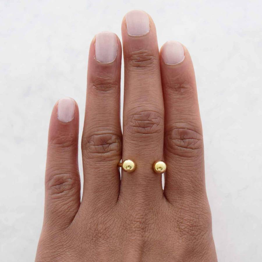 double ball adjustable ring by dainty edge jewellery