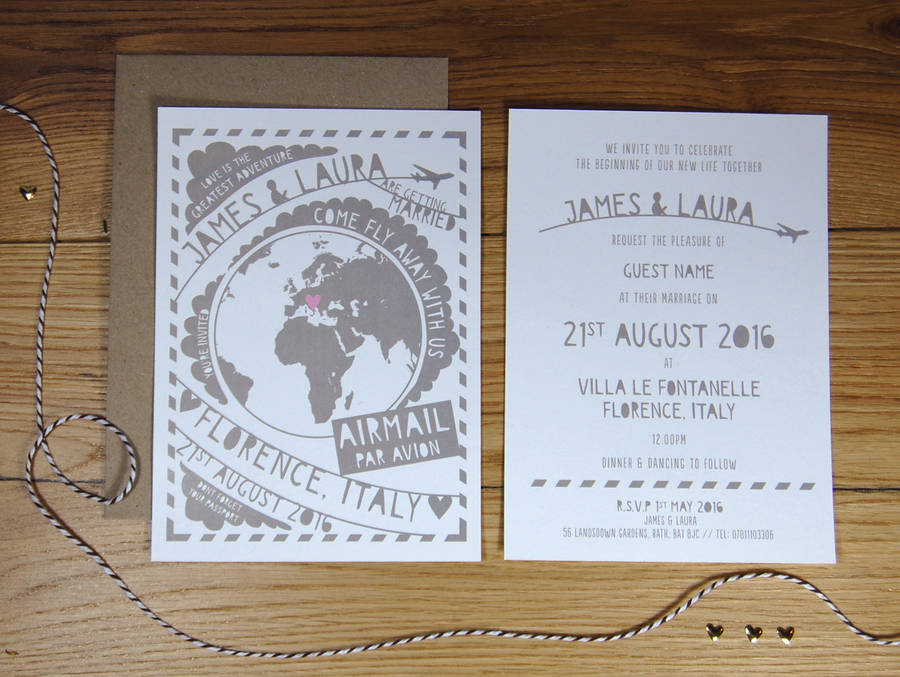 Come fly with us wedding invitations