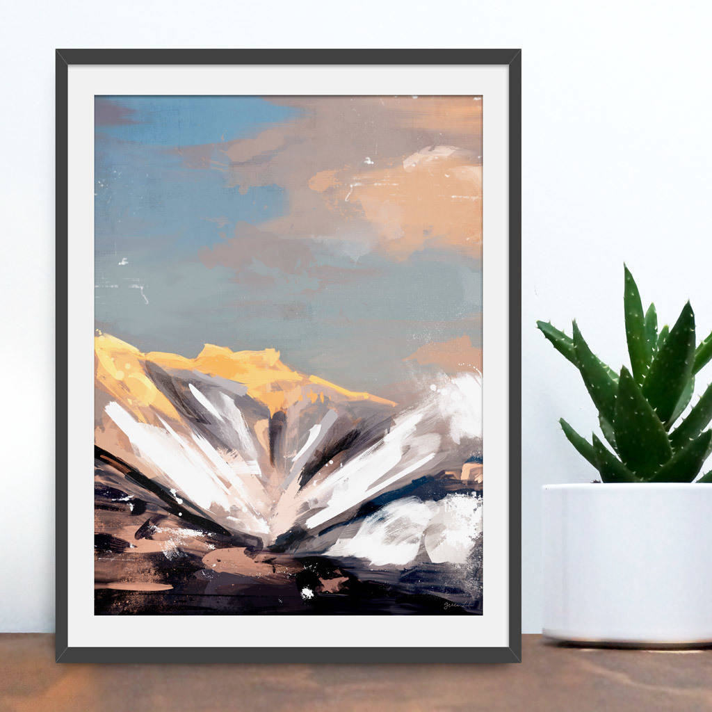 mountains abstract scenic art print by green lili