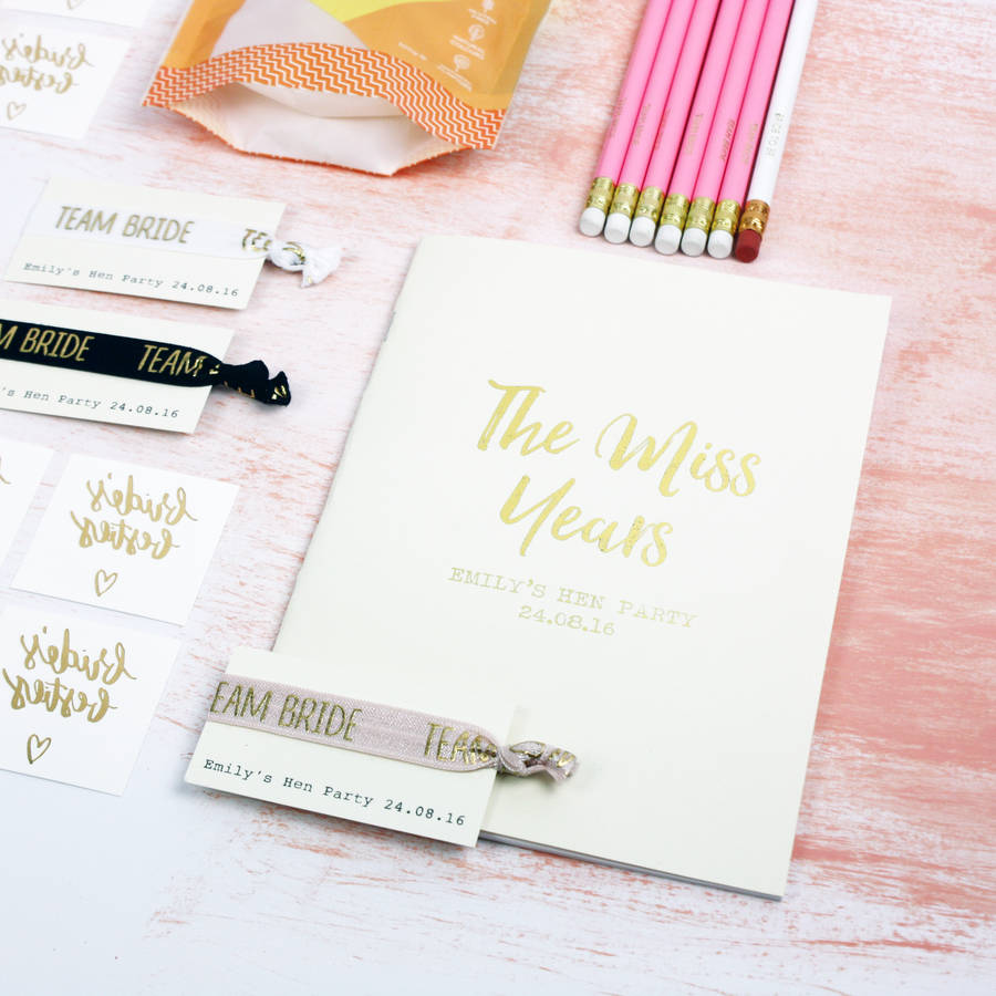 personalised hen party pack by emilie rose
