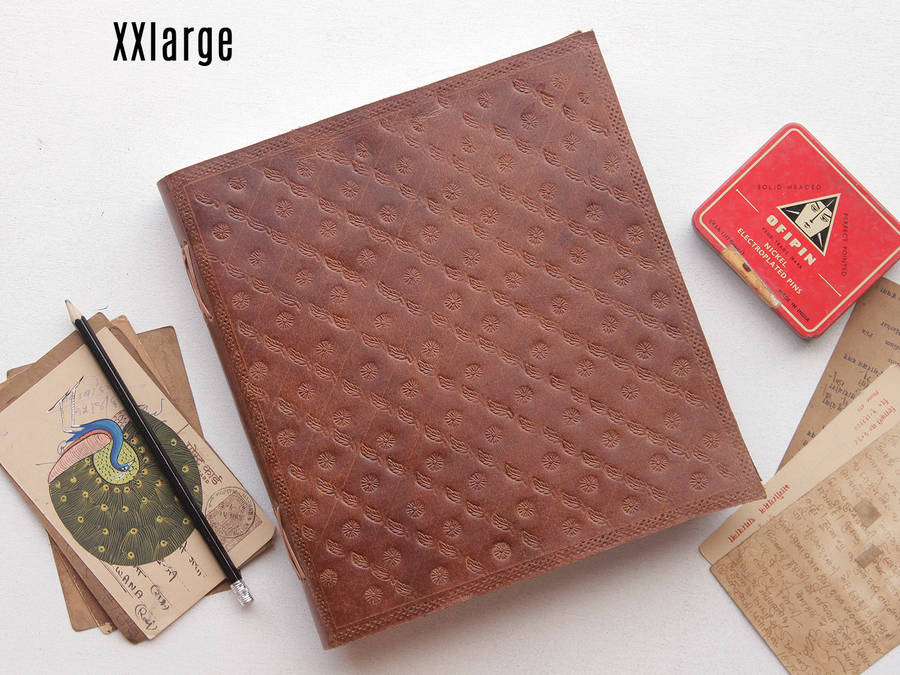 embossed leather journal by scaramanga