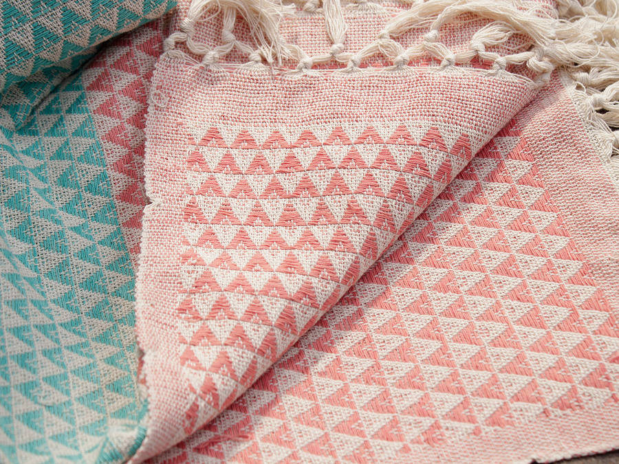 handloomed geometric blanket by scaramanga