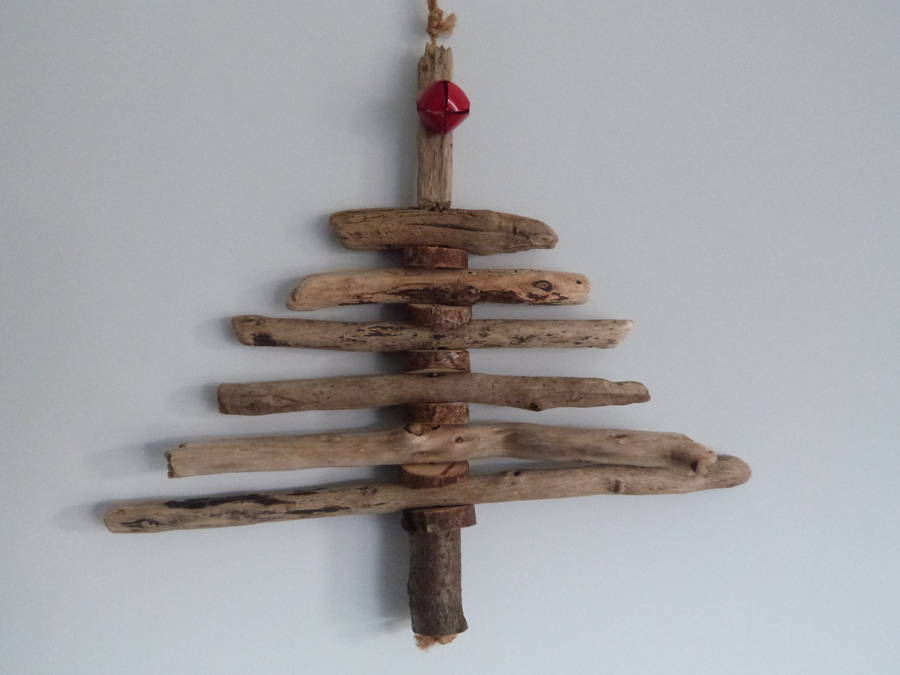 hanging driftwood christmas tree by little treasures