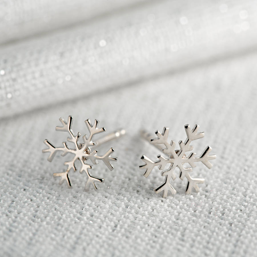 silver snowflake stud earrings by lily charmed