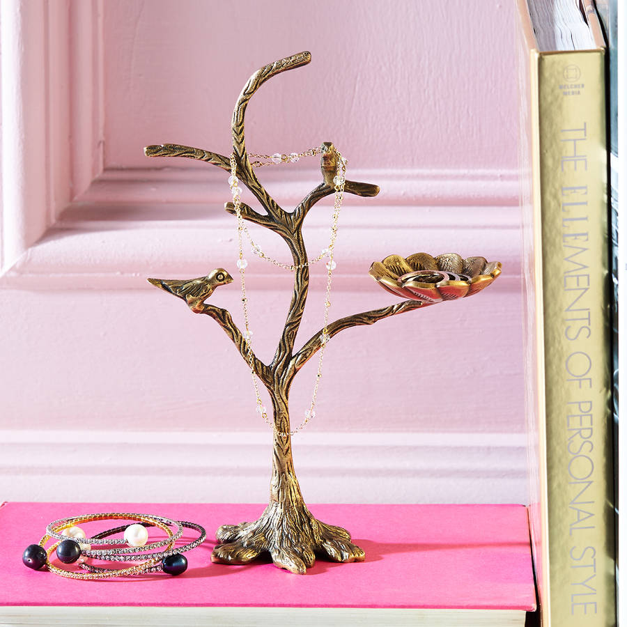 decorative gold bird jewellery tree by ella james