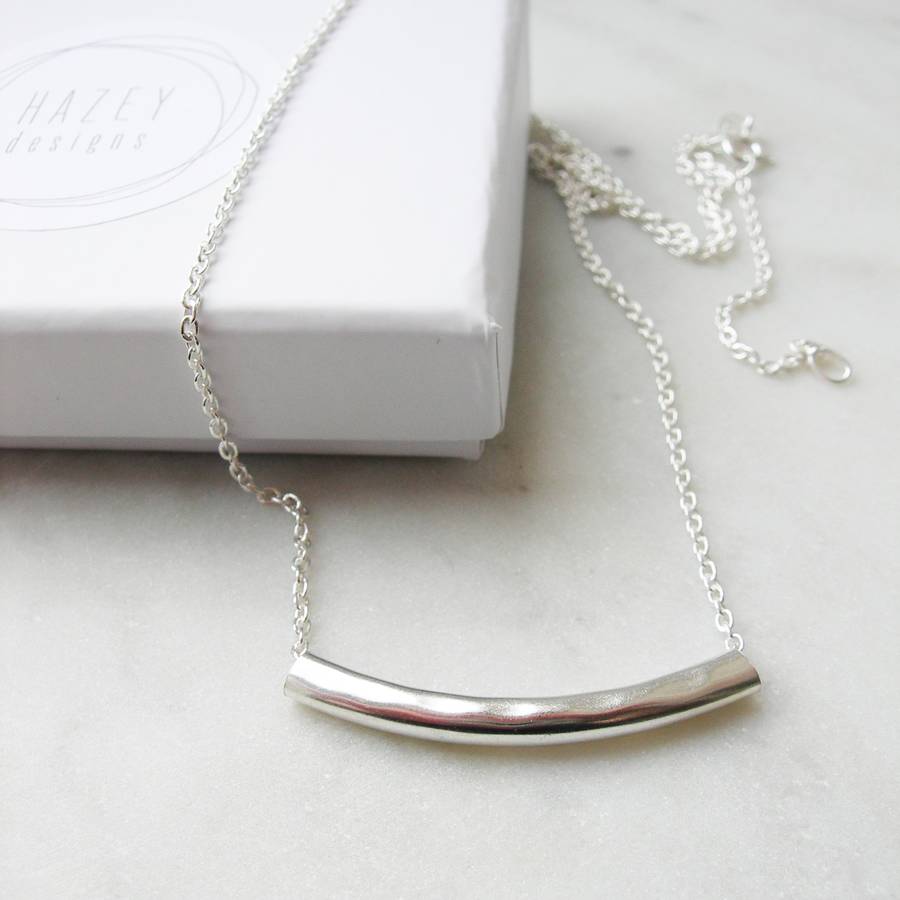 hammered silver bar necklace by hazey designs