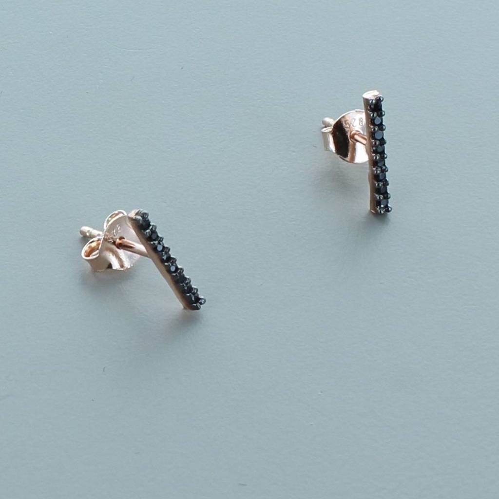 zircon rose gold bar earrings by francesca rossi designs
