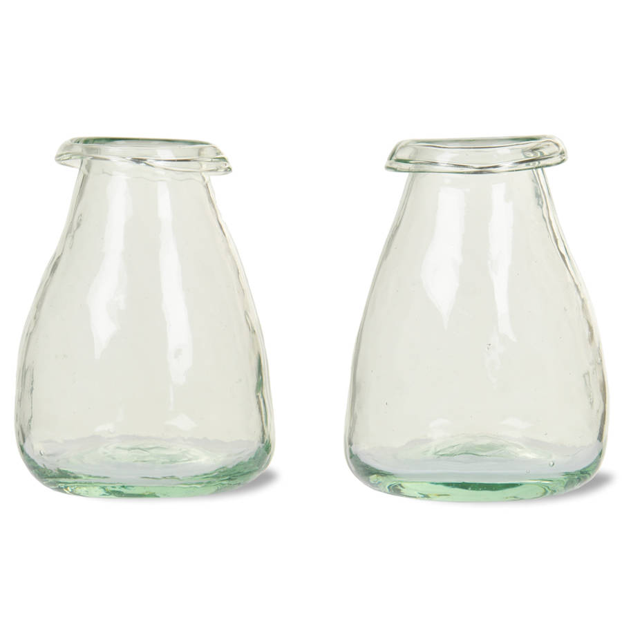 pair of recycled glass bud vases by all things brighton beautiful