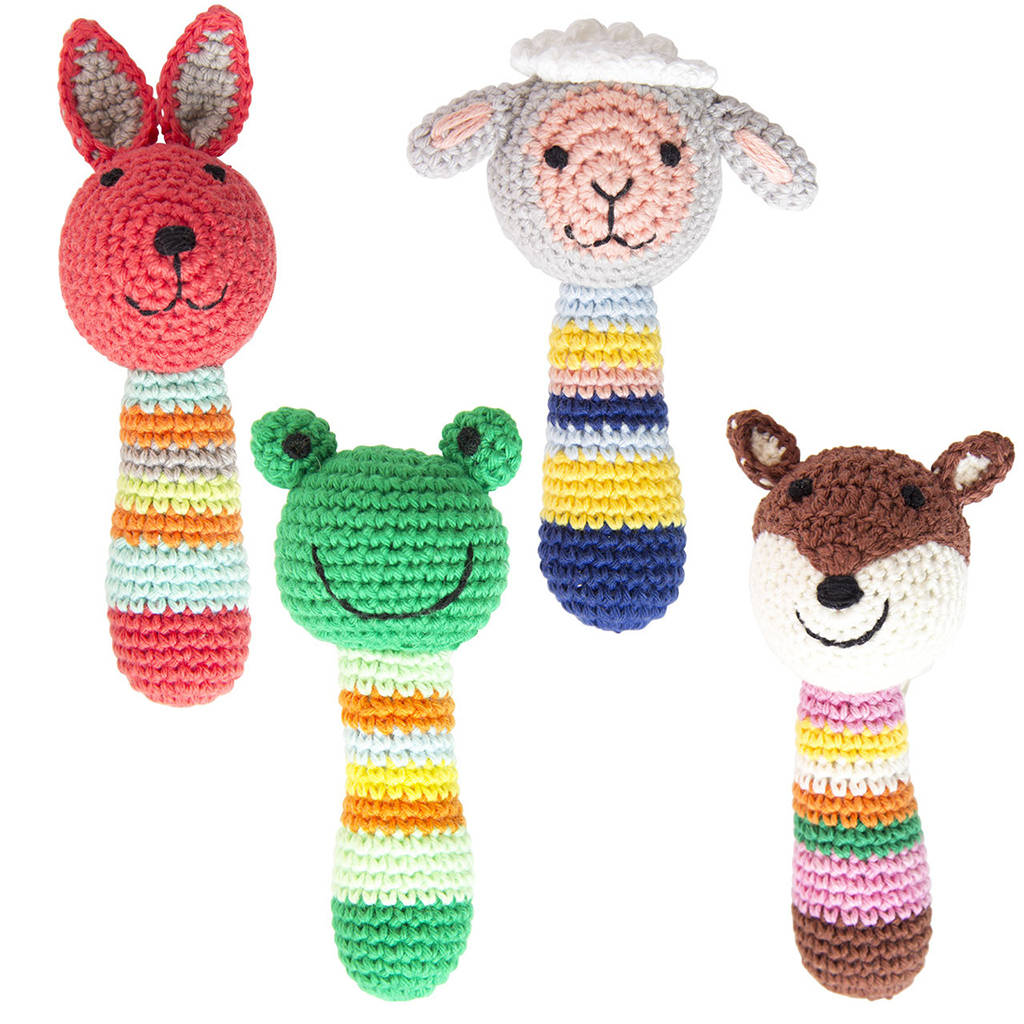 handmade animal crochet rattle by lavish + delight