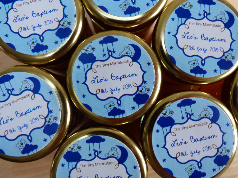 personalised mini jam baby shower favours by the tiny marmalade