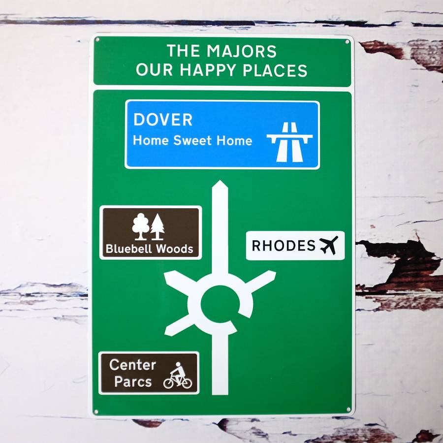 favourite places metal road sign by auntie mims
