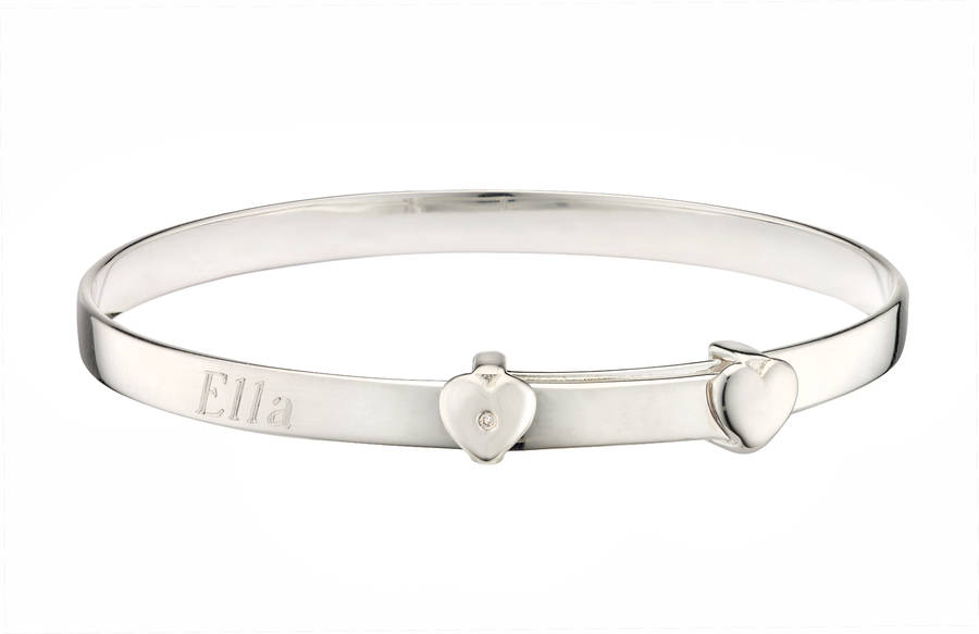 personalised my first diamond christening bangle by molly brown london