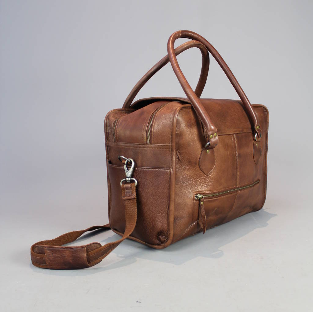 vintage style brown leather baby changing bag by vintage child