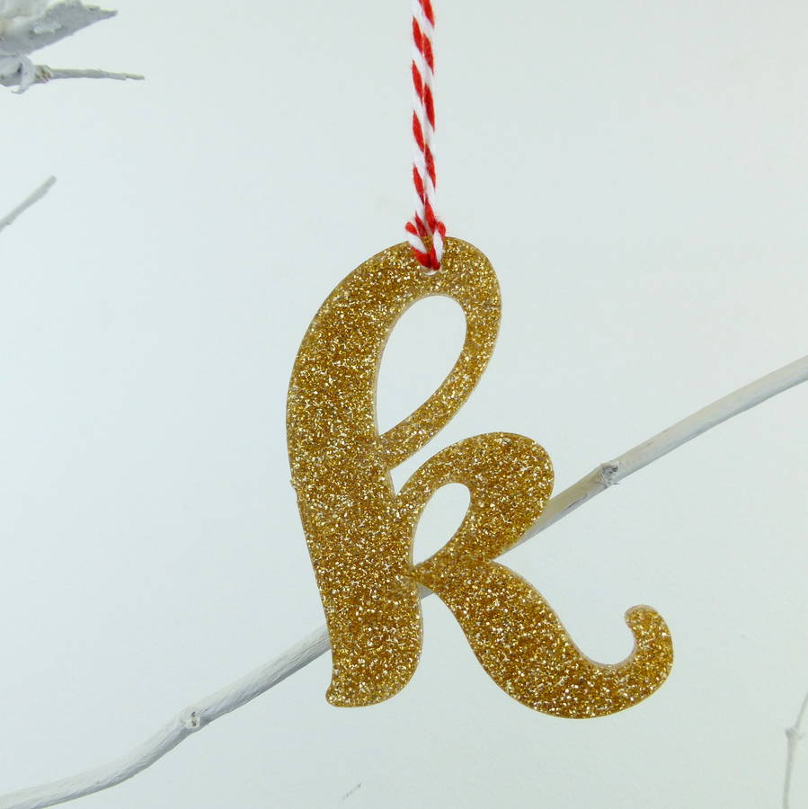gold glitter letter christmas tree decorations by miss cake